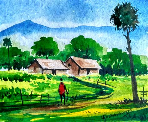 easy landscape painting watercolor